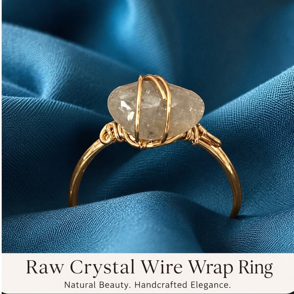 Raw Quartz Crystal Wire Wrap Ring